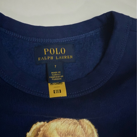 Polo Ralph Lauren Boys Polo Bear Fleece Sweatshirt - Navy Blue - Size 7 - Picture 4 of 7
